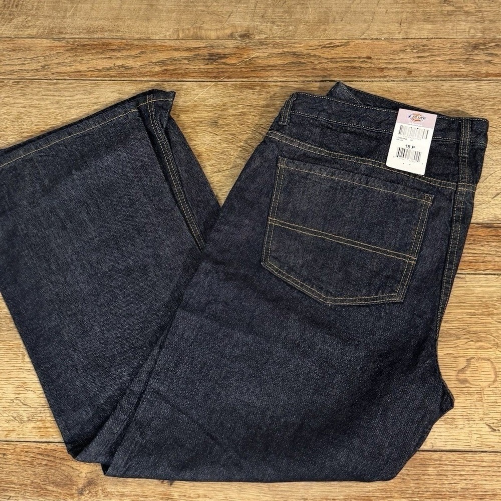 NWT Dickies Straight Leg Jeans Women 18 P Indigo Blue FD231RNB Denim Workwear